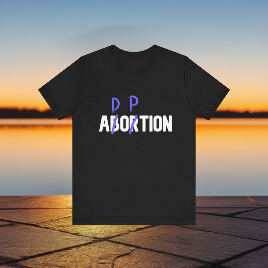 Adoption, Not Abortion Unisex Jersey Short Sleeve Tee (WHITE font)