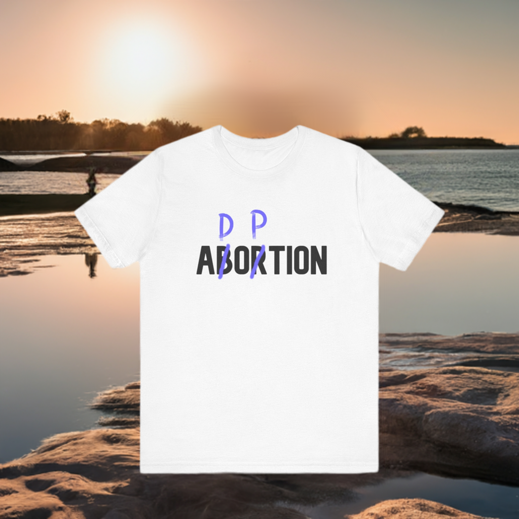 Adoption, Not Abortion Unisex Jersey Short Sleeve Tee (BLACK font)
