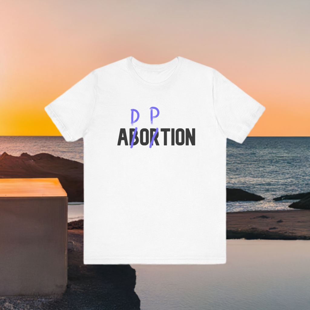 Adoption, Not Abortion Unisex Jersey Short Sleeve Tee (BLACK font)