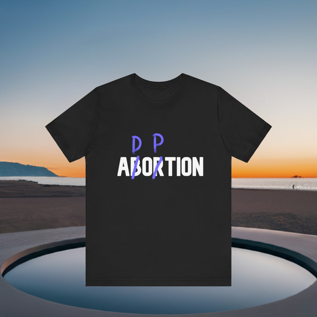 Adoption, Not Abortion Unisex Jersey Short Sleeve Tee (WHITE font)