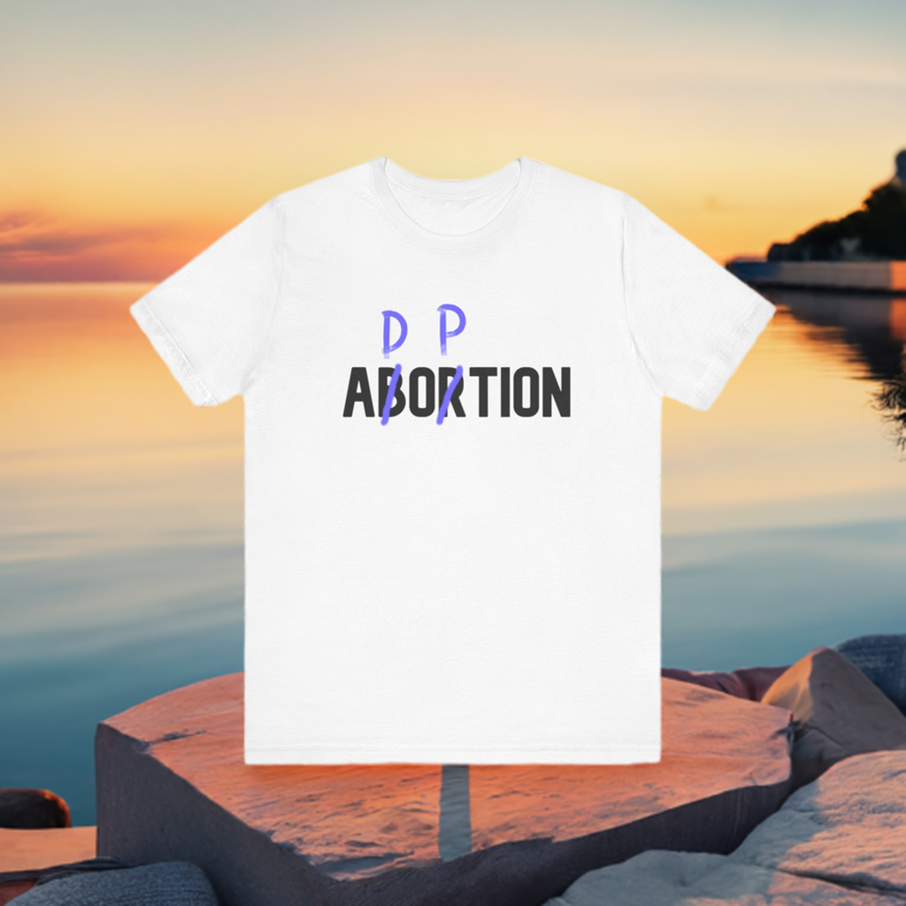 Adoption, Not Abortion Unisex Jersey Short Sleeve Tee (BLACK font)