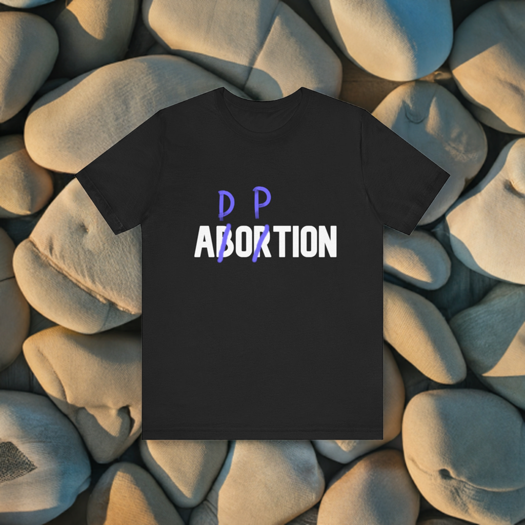 Adoption, Not Abortion Unisex Jersey Short Sleeve Tee (WHITE font)